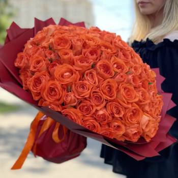 101 оранжевая роза - код 4444